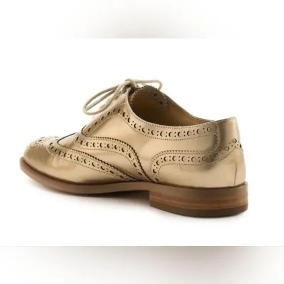 Botkier Preppy Gold Metallic Academia Menswear Wingtip Oxford Loafers 9.5 - Picture 8 of 16